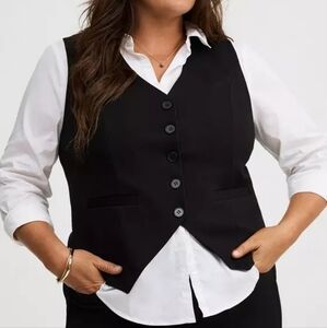 Torrid Black Ponte Fitted Career Vest 3X 22/24 NWT